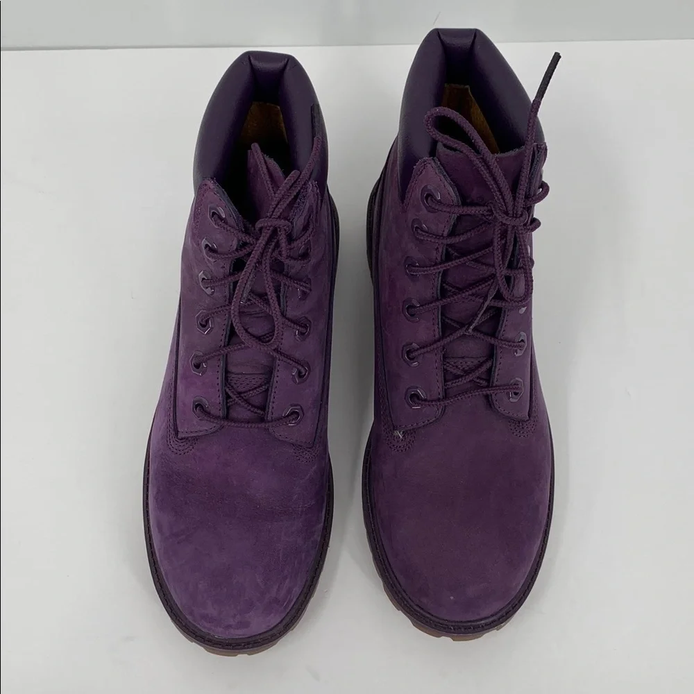 Timberland waterproof lace-up winter boots combat purple suede leather girls 6
